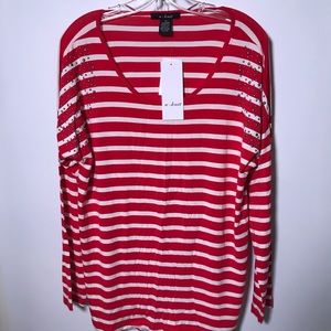 U-knit red striped long sleeve blouse size XL